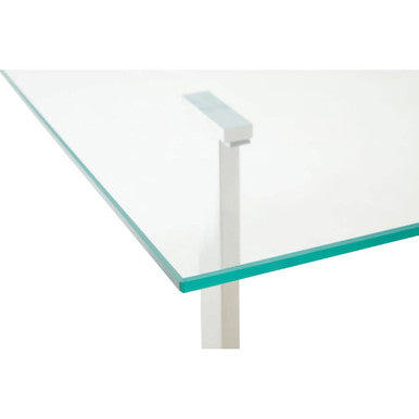 Alvea Gold and Silver Stainless Steel Console Table with Clear Tempered Glass Top