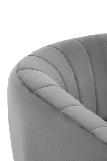 Larissa Grey Velvet Accent Chair with Channel Tufting