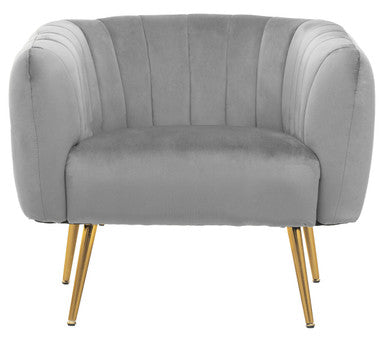 Larissa Grey Velvet Accent Chair with Channel Tufting