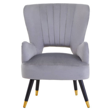 Loretta Grey Velvet Chair with Cut Out Back