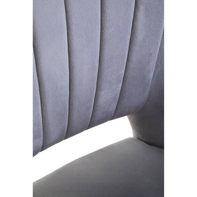 Loretta Grey Velvet Chair with Cut Out Back