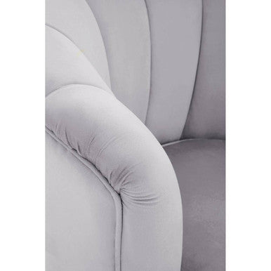 Loretta Grey Velvet Accent Chair with Channel Tufting