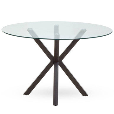 Salford Round Dining Table With Brown Wood Effect Metal Legs