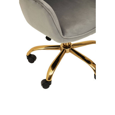 Brent Grey Velvet And Gold Home Office Chair