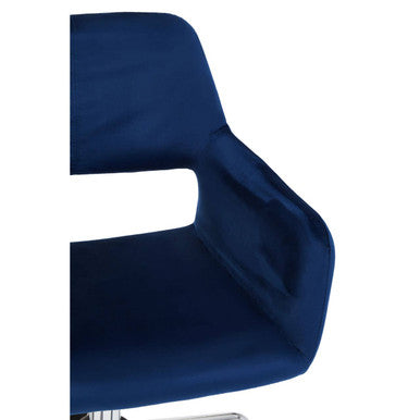 Navy Velvet and Chrome Base Home Office Chair | Brent