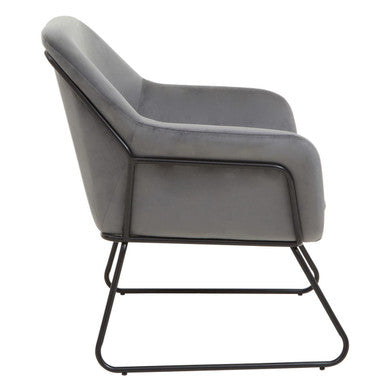 Xander Grey Velvet And Black Frame Armchair