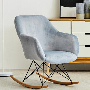 Stockholm Small Blue Velvet Rocking Chair