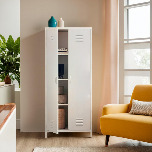 Academy White Two Door Locker Style Wardrobe