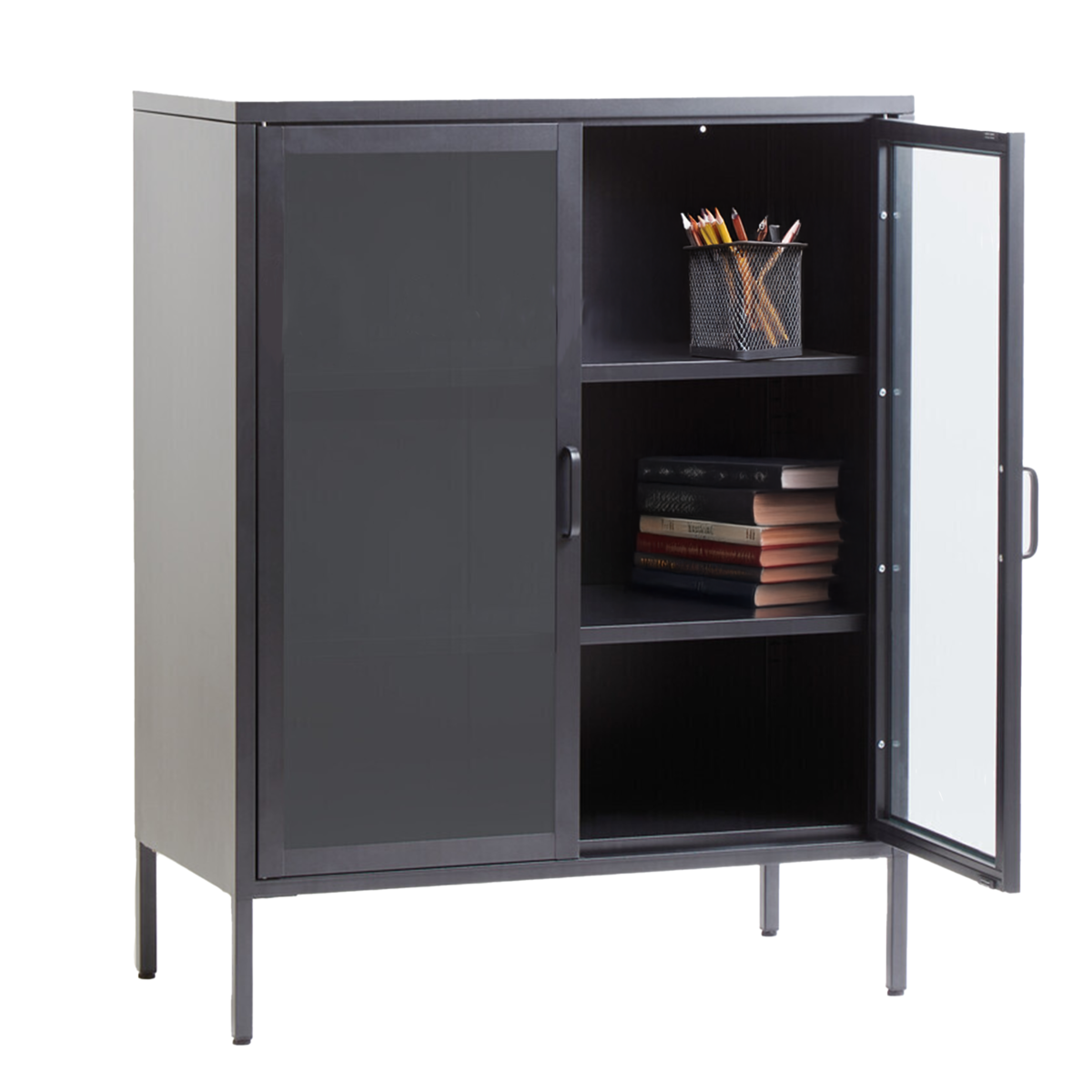 Two Door Grey Metal Cabinet | Acier