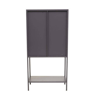 Acier Two Door Grey Metal Cabinet With Glass Doors