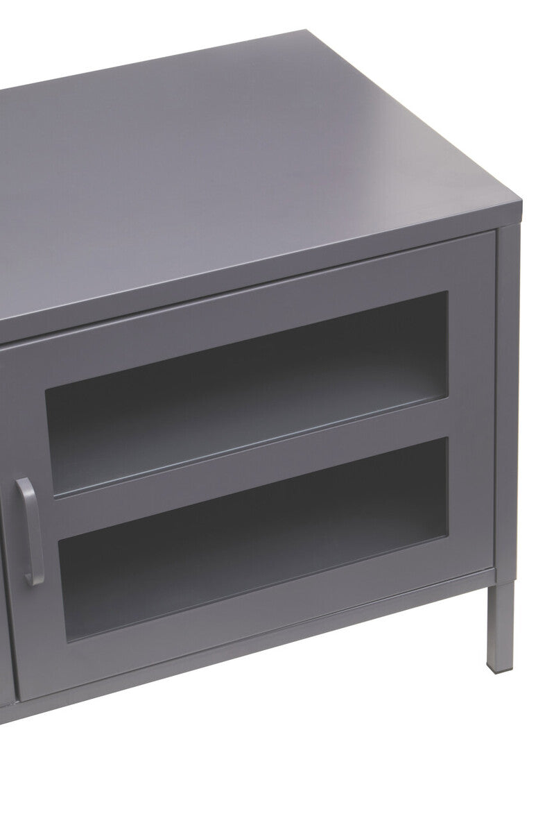 Acier Two Door Grey Metal Media Unit