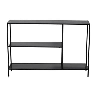Black Metal Console Table with Rectangular Top and Two-Tier Open Shelf Storage, Acero | Acero