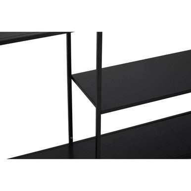 Black Metal Console Table with Rectangular Top and Two-Tier Open Shelf Storage, Acero | Acero