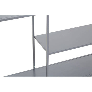 Grey Metal Console Table with Rectangular Top and Two-Tier Open Shelf Storage, Acero | Acero