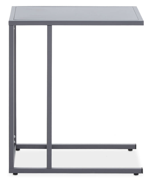 Grey Powder Coated Metal Side Table with C-Shaped Design, Acero | Acero