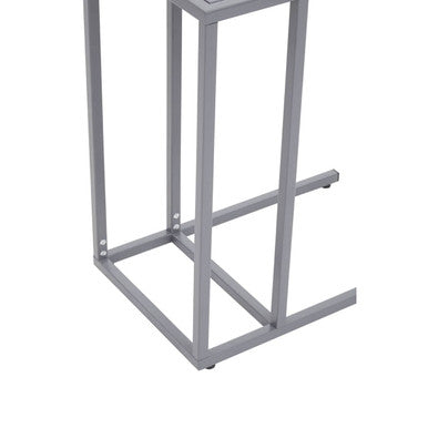 Grey Powder Coated Metal Side Table with C-Shaped Design, Acero | Acero
