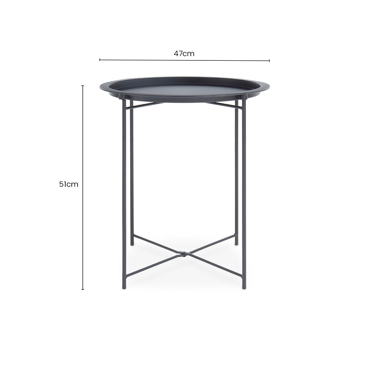 Grey Powder Coated Metal Round Side Table with Intersecting Cross Base, Acero | Acero