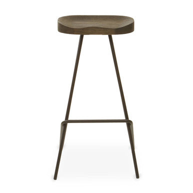 Wooden Top Bar Stool with Metal Legs | District