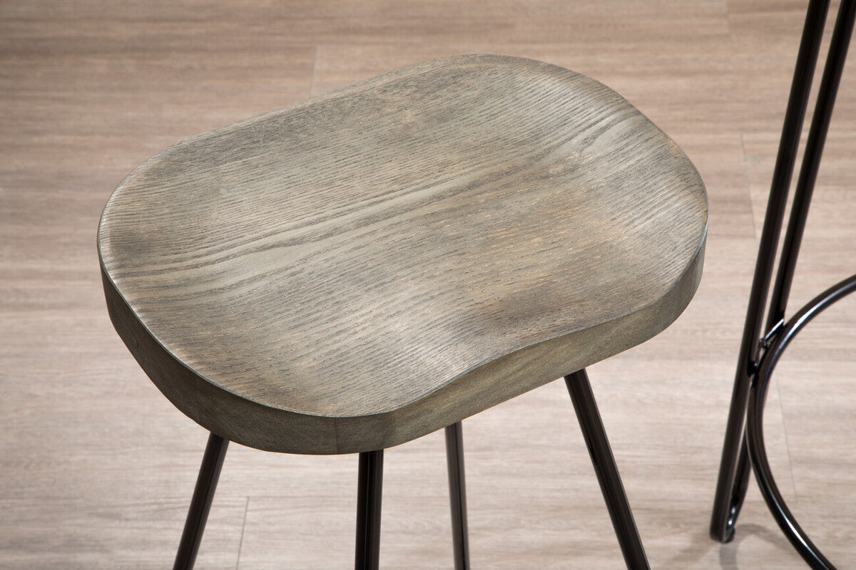 Wooden Top Bar Stool with Metal Legs | District