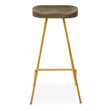 Elm Wood Bar Stool with Metal Legs | District