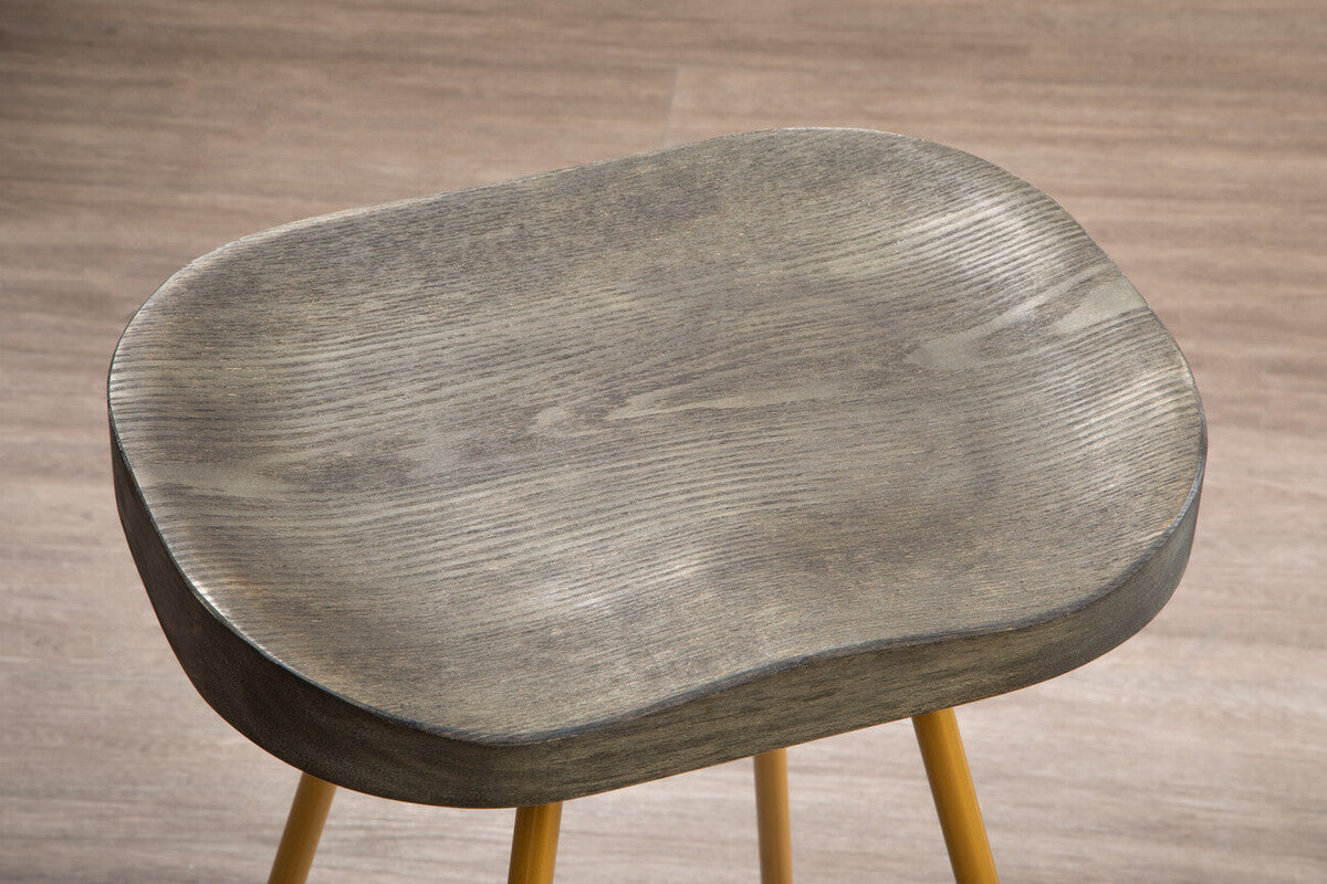 Elm Wood Bar Stool with Metal Legs | District