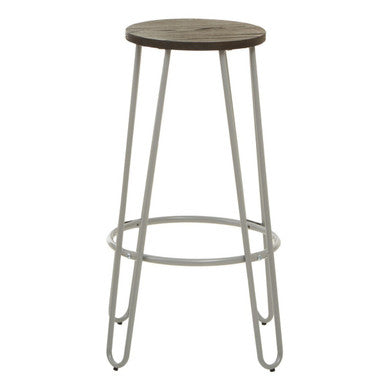 District Grey Finish Metal Frame Bar Stool