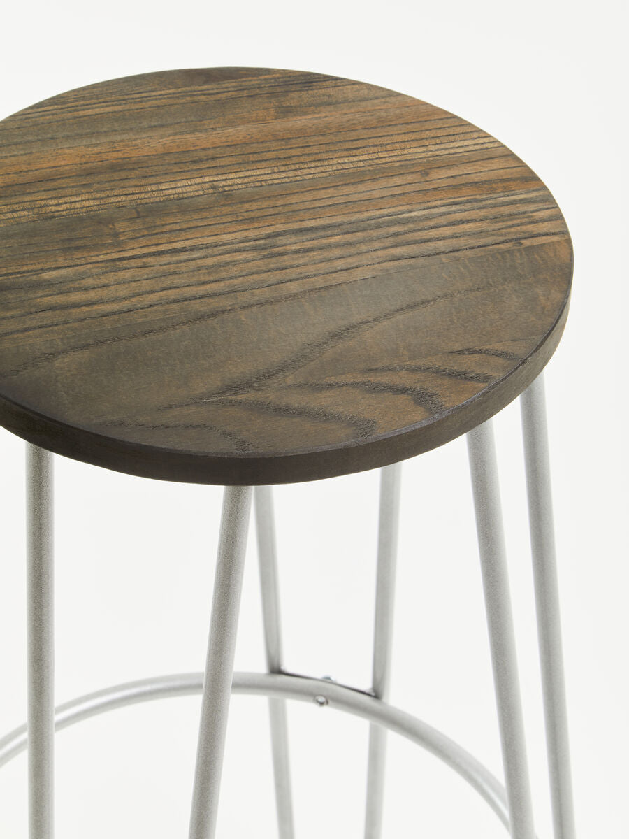 District Silver Finish Metal Frame Bar Stool