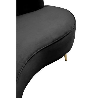 3 Seater Black Velvet Sofa, Hasna