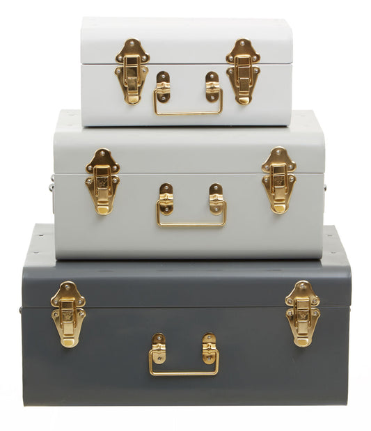 Set of Three Assorted Grey Storage Trunks | Parley