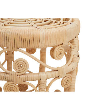 Natural Rattan Set of Two Nesting Tables with Tight Weave Top and Scrolled Base | Mataram
