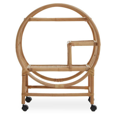 Three Tier Rattan Bar Trolley in Natural Finish | Mataram