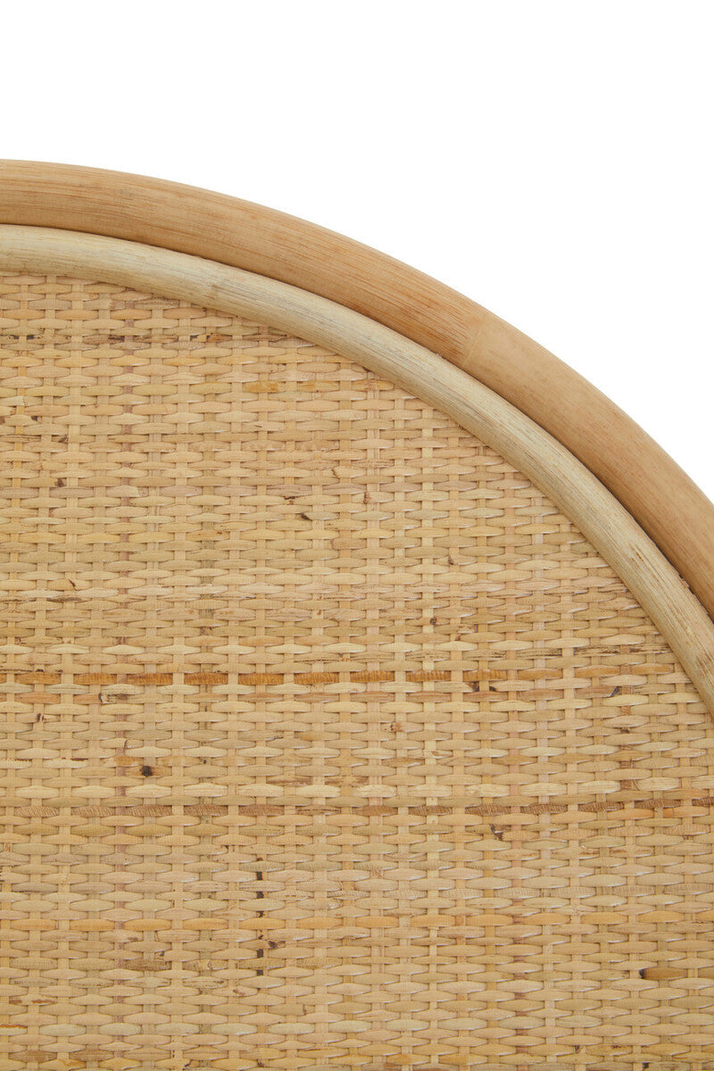 Natural Rattan Coffee Table with Open Weave Design and Webbing Round Top | Mataram