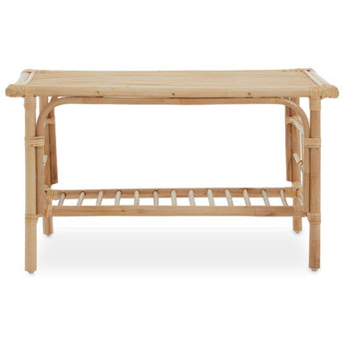 Natural Rattan Rectangular Coffee Table with Lower Storage Shelf | Mataram