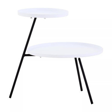 White Iron Tray Top and Black Iron Legs 2 Tie Side Table | Trosa