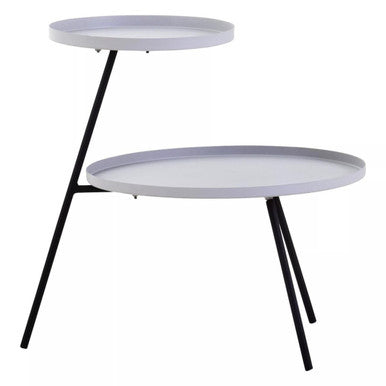 Grey Iron Tray Top and Black Iron Legs 2 Shelf Side Table | Trosa