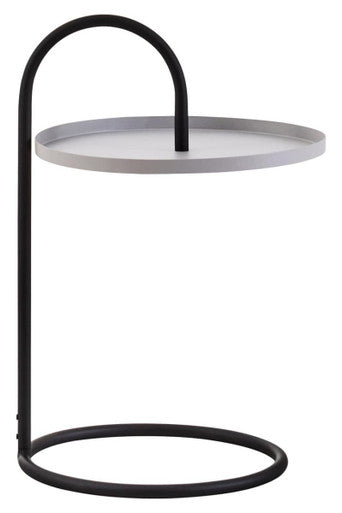 Grey Round Top Side Table with Black Finish Iron Hanging Frame | Trosa