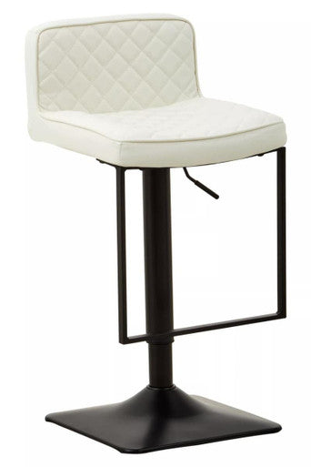 White Leather Effect and Black Base Bar Chair | Baina