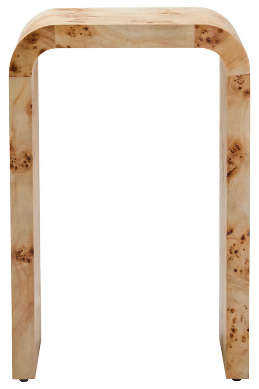 Natural Burl Wood Curved Side Table with Smooth Curved Edges | Mota
