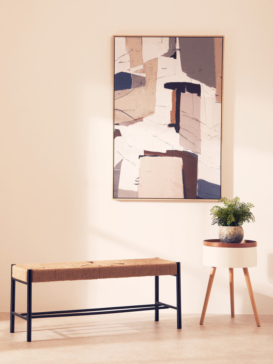 Natural Rope and Black Wood Large Bench | Bandar