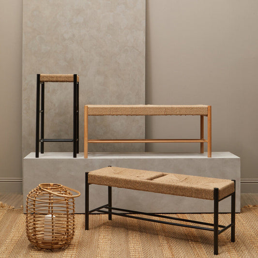 Bandar Natural Rope and Black Wood Bench