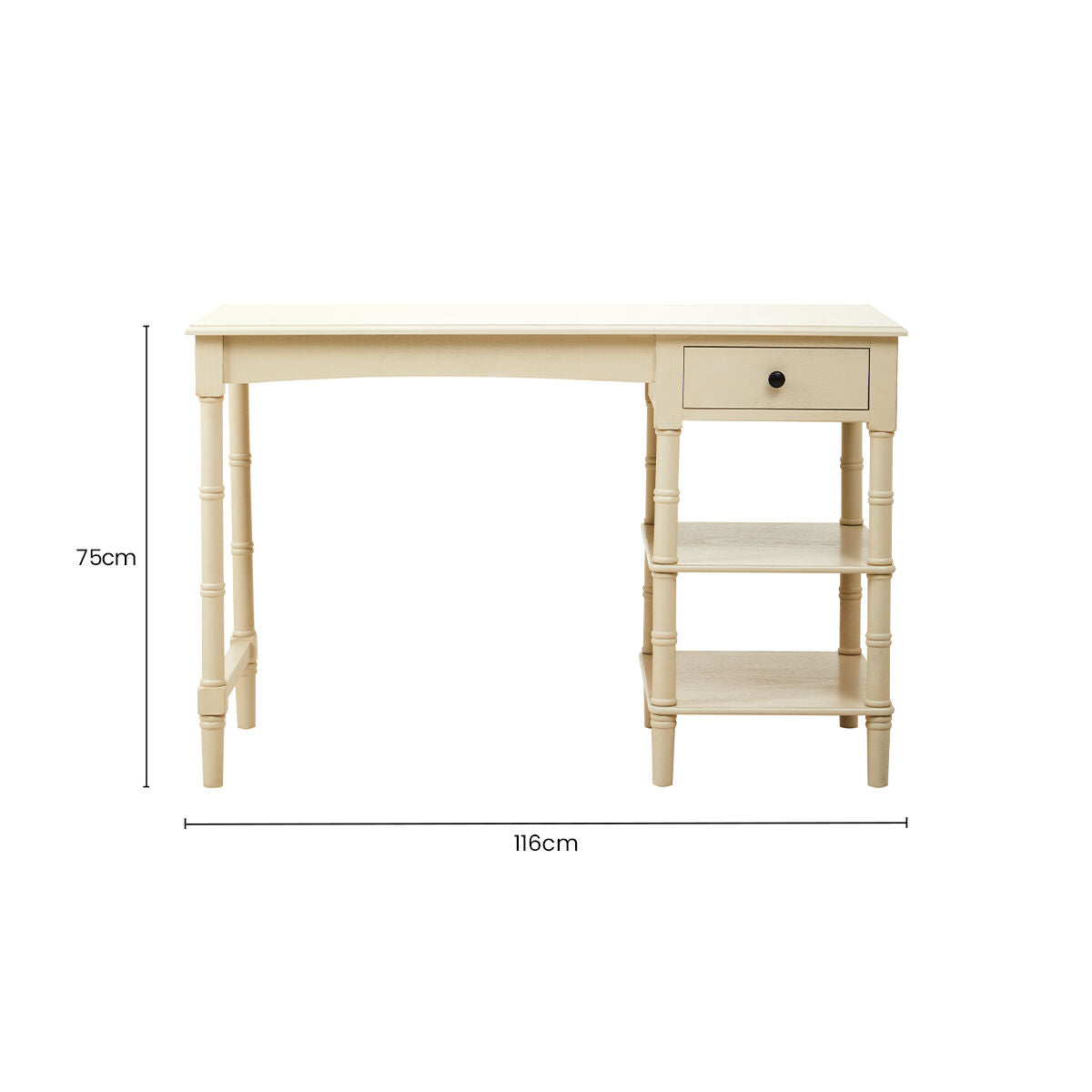 Ivory Desk with Drawer and Shelves | Heritage