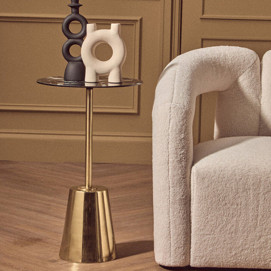 Avola Black Marble Effect Top Gold Base Side Table