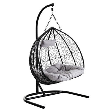 Goa Black Rattan Effect Double Hanging Chair