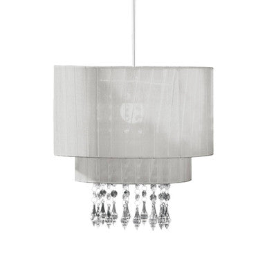 Riband Beaded Silver Voile Pendant Shade