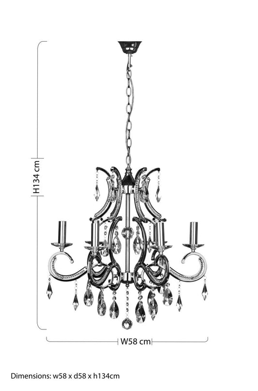 6 Arm Crystal Chandelier | Cassandra