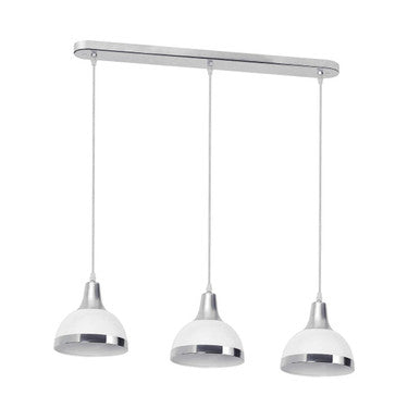 Three White and Chrome Shade Pendant Light | Vermont