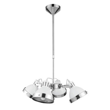 White Shade and Chrome 4 Light Pendant Light | Jasper