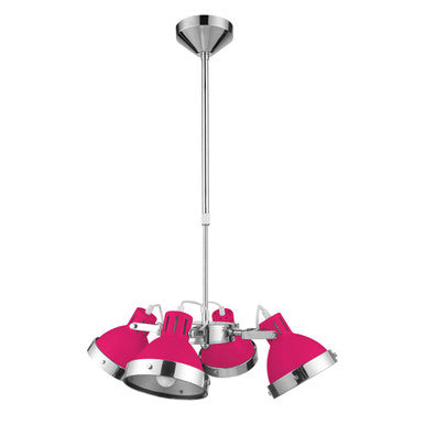 Hot Pink and Chrome 4 Shade Pendant Light | Jasper