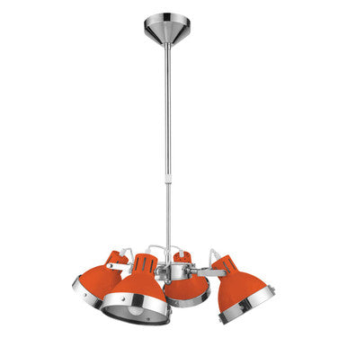 Orange Shade and Chrome 4 Shad Pendant Light | Jasper