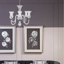Glass And Chrome 6 Arm Chandelier | Abelia